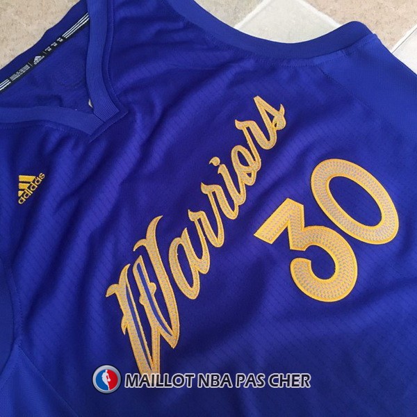 Maillot Authentique Navidad Golden State Warriors Curry 30 2016-17 Bleu